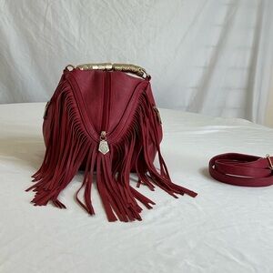 Elegant Red Fringe Women's Bag